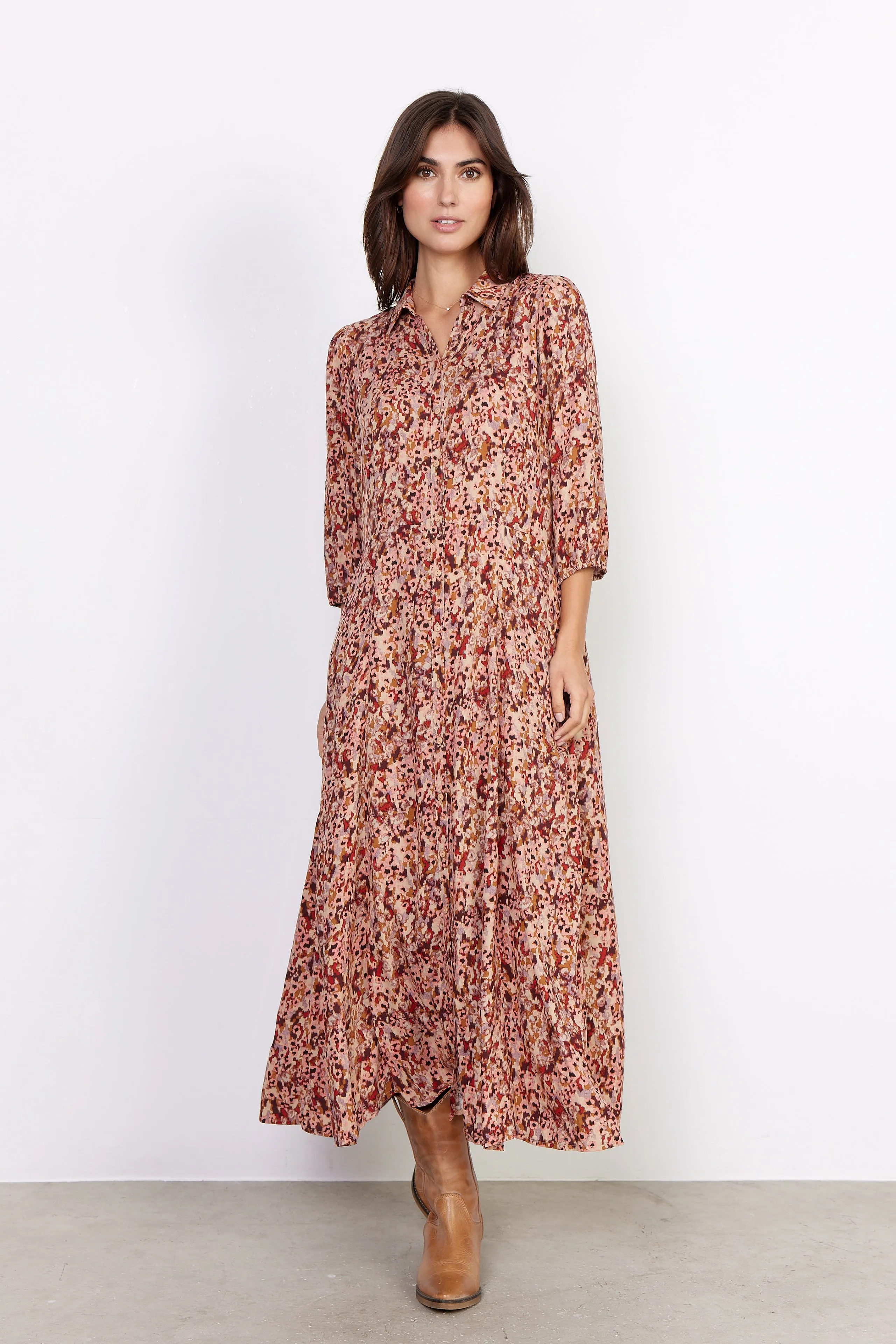 40249- Rust Print Dress - Soya Concept