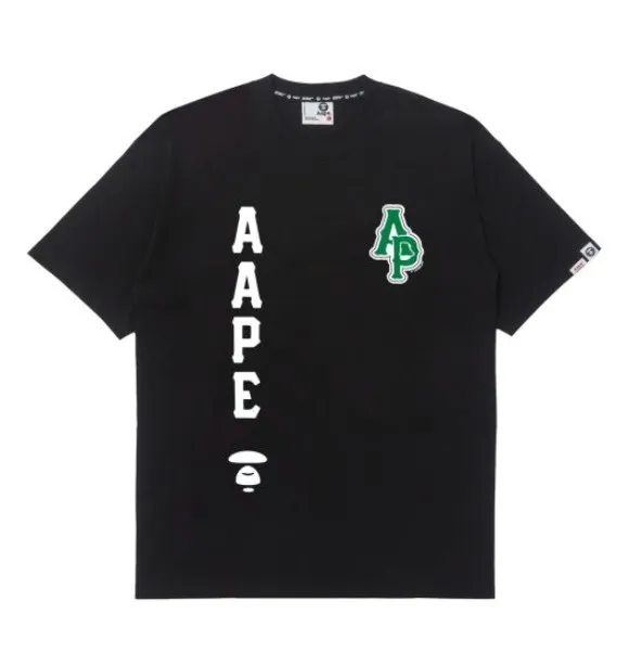 A BATHING APE  |Crew Neck Pullovers Plain Cotton Short Sleeves Logo