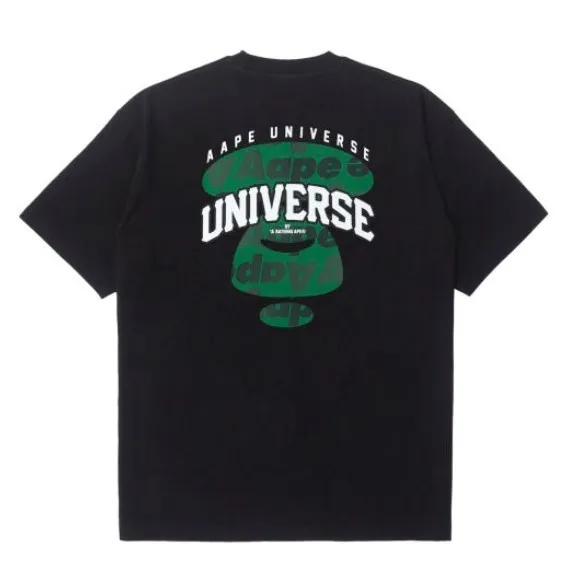 A BATHING APE  |Crew Neck Pullovers Plain Cotton Short Sleeves Logo