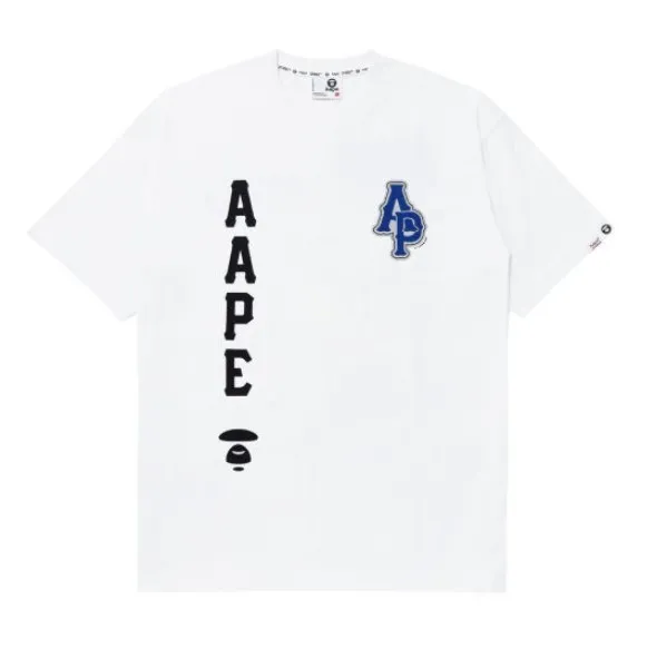 A BATHING APE  |Crew Neck Pullovers Plain Cotton Short Sleeves Logo