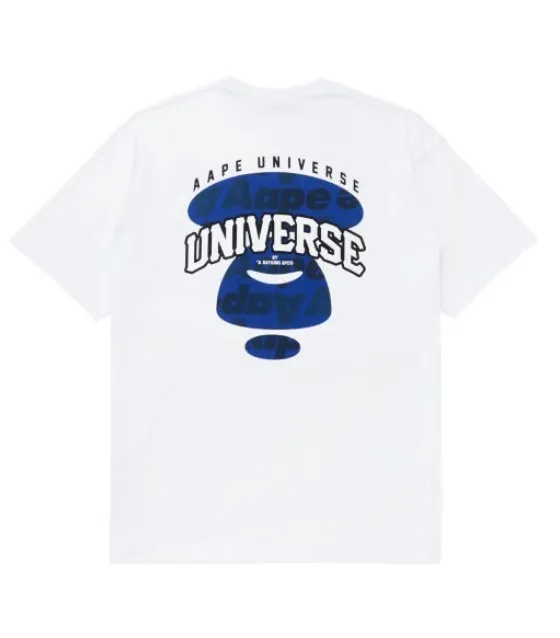 A BATHING APE  |Crew Neck Pullovers Plain Cotton Short Sleeves Logo