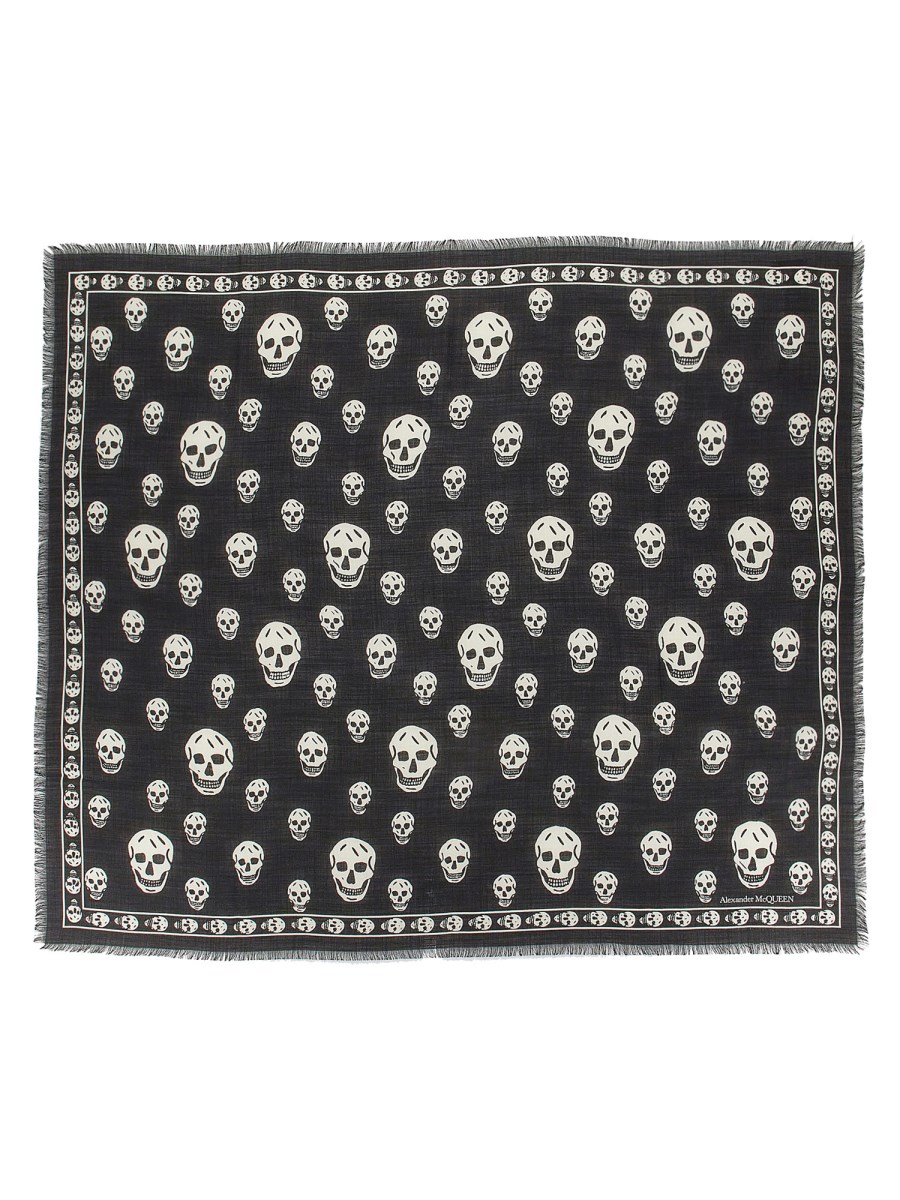 ALEXANDER McQUEEN    CLASSIC WOOL TWILL SKULL SCARF