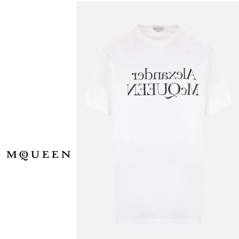 alexander mcqueen  |Crew Neck Pullovers Plain Cotton Short Sleeves Logo