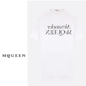 alexander mcqueen  |Crew Neck Pullovers Plain Cotton Short Sleeves Logo