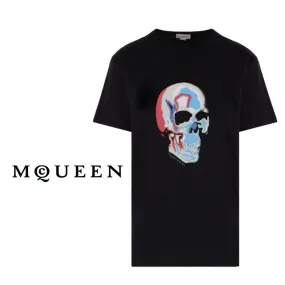 alexander mcqueen  |Crew Neck Pullovers Skull Plain Cotton Short Sleeves Logo