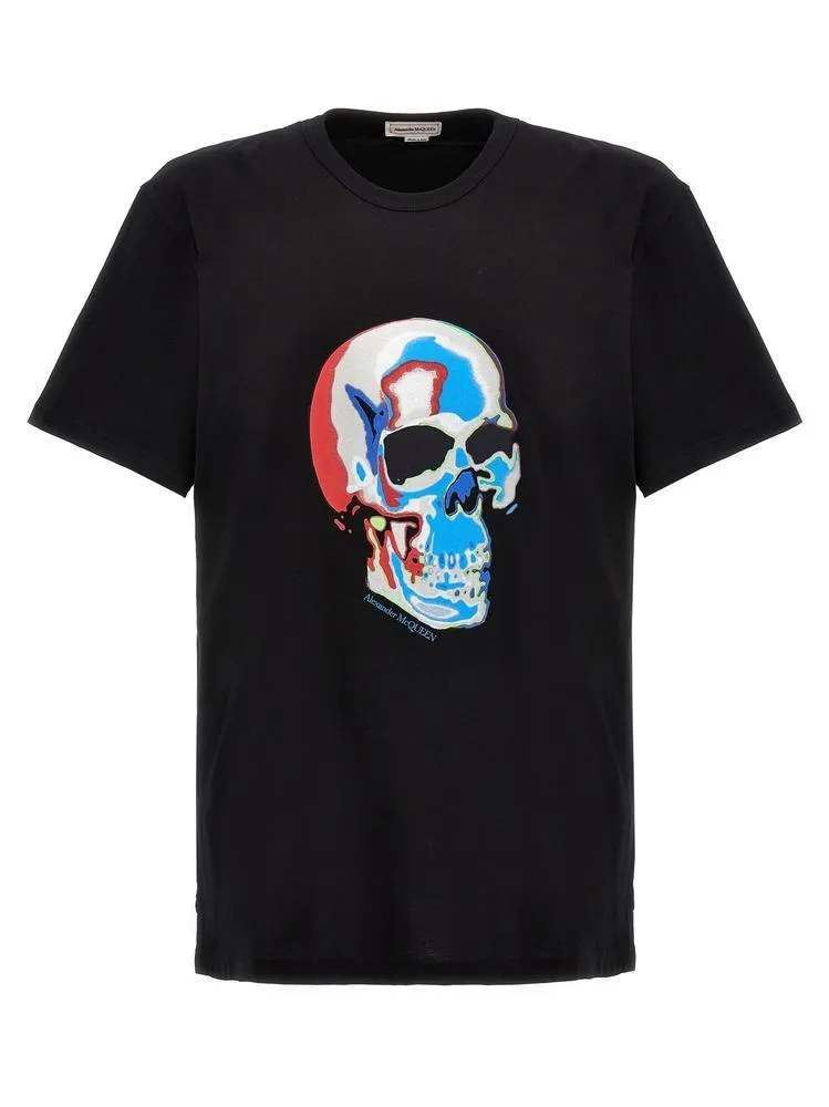 alexander mcqueen  |Crew Neck Pullovers Skull Plain Cotton Short Sleeves Logo