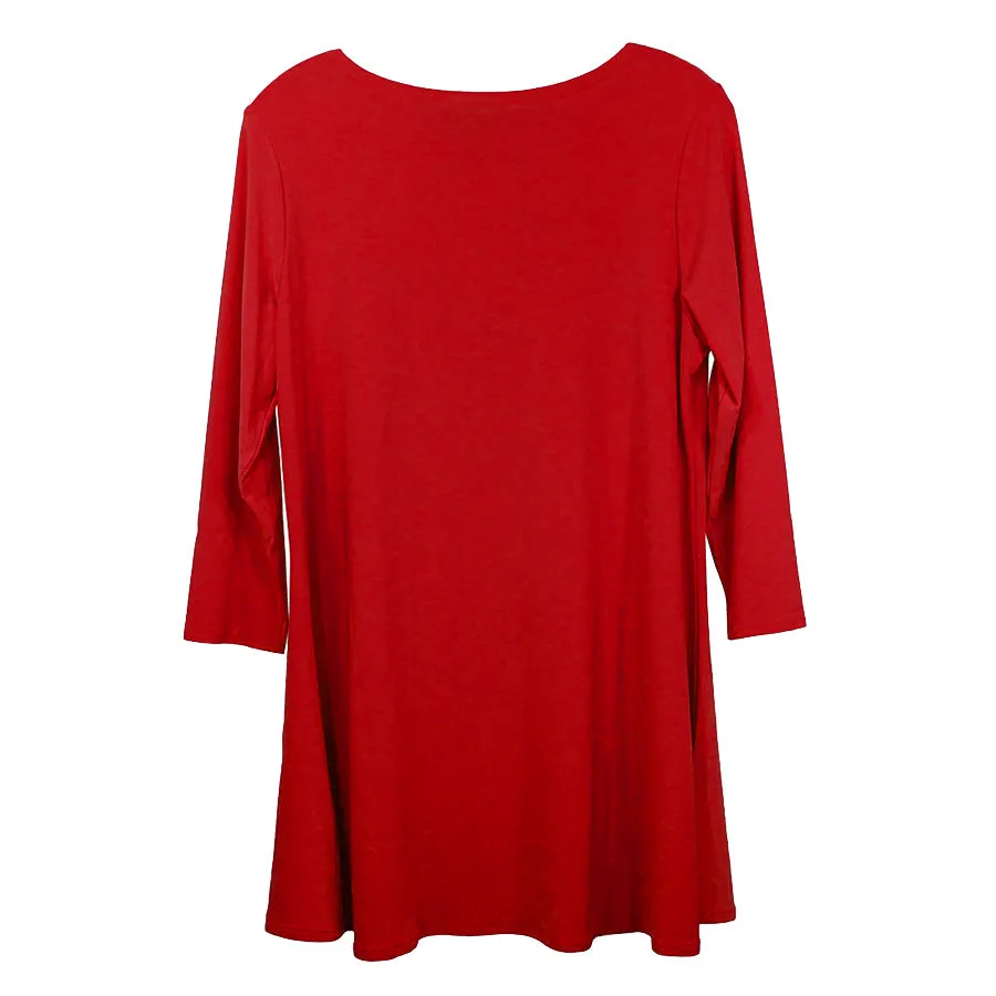 Alisha D Scoop Neck Tunic Red Jersey Knit Small