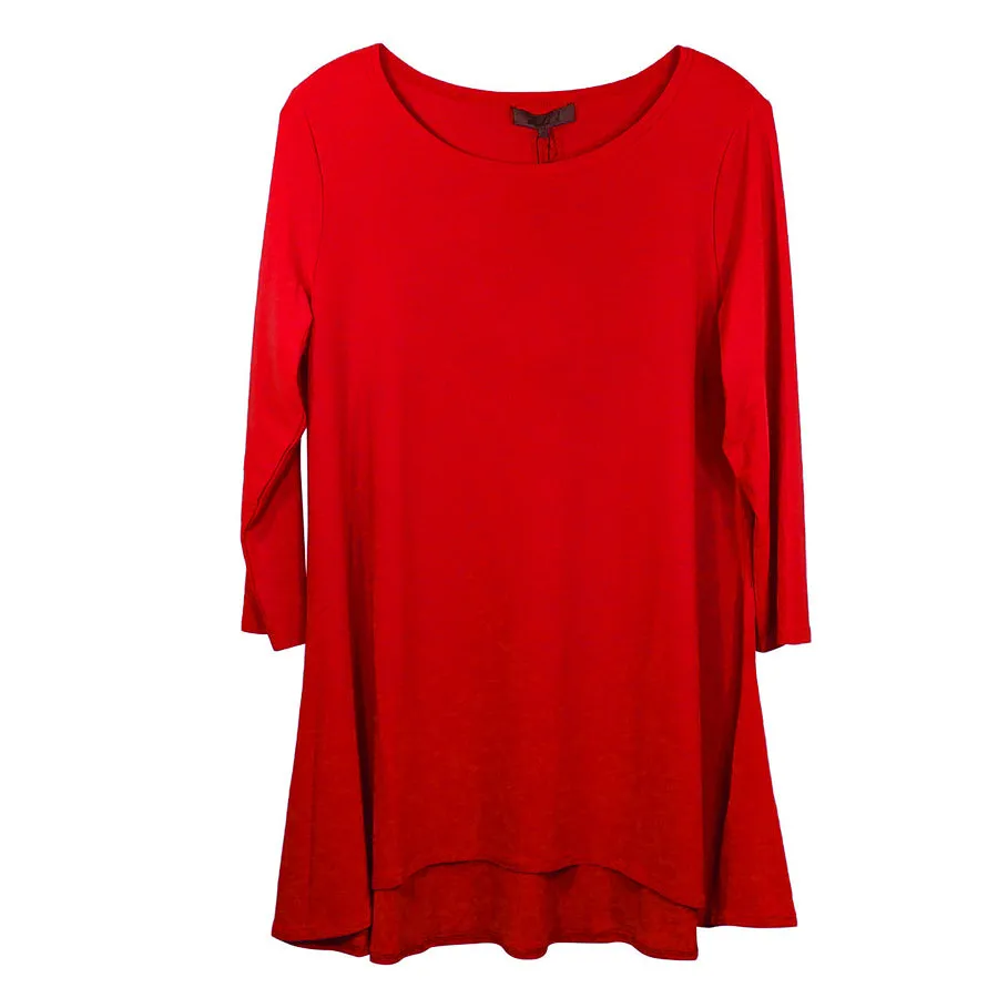 Alisha D Scoop Neck Tunic Red Jersey Knit Small