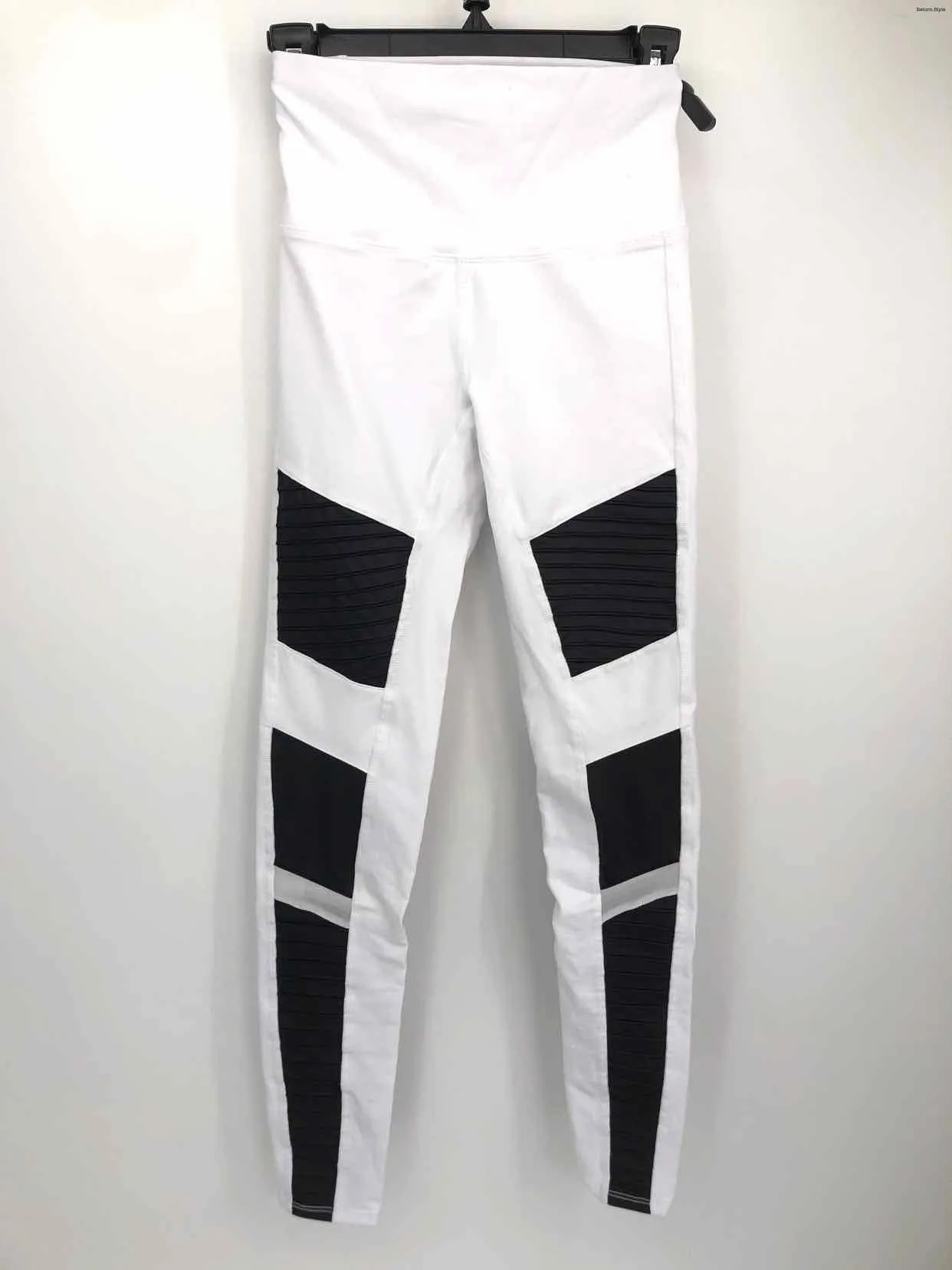 ALO White Black Moto Legging Size SMALL (S) Activewear Bottoms