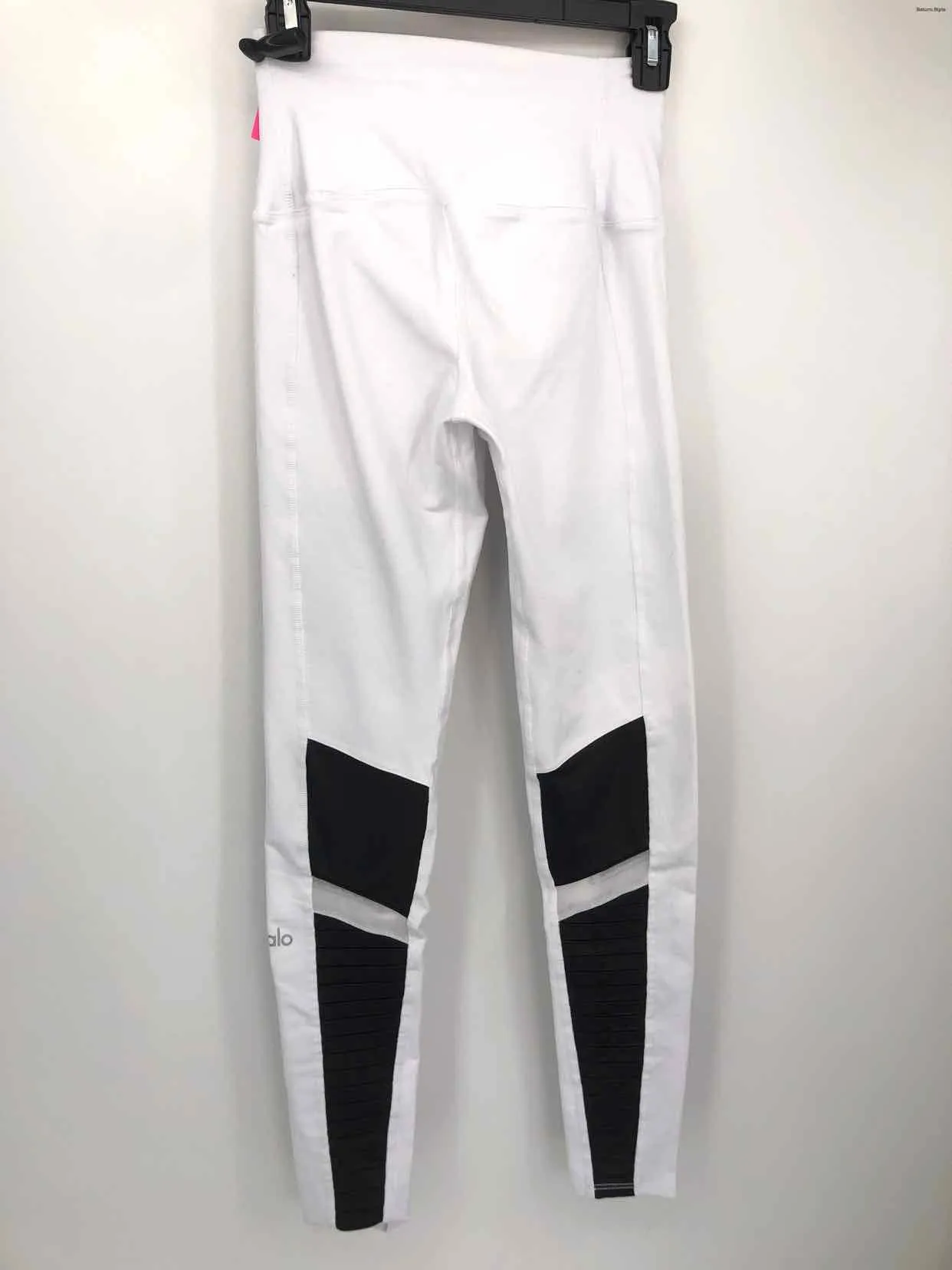 ALO White Black Moto Legging Size SMALL (S) Activewear Bottoms