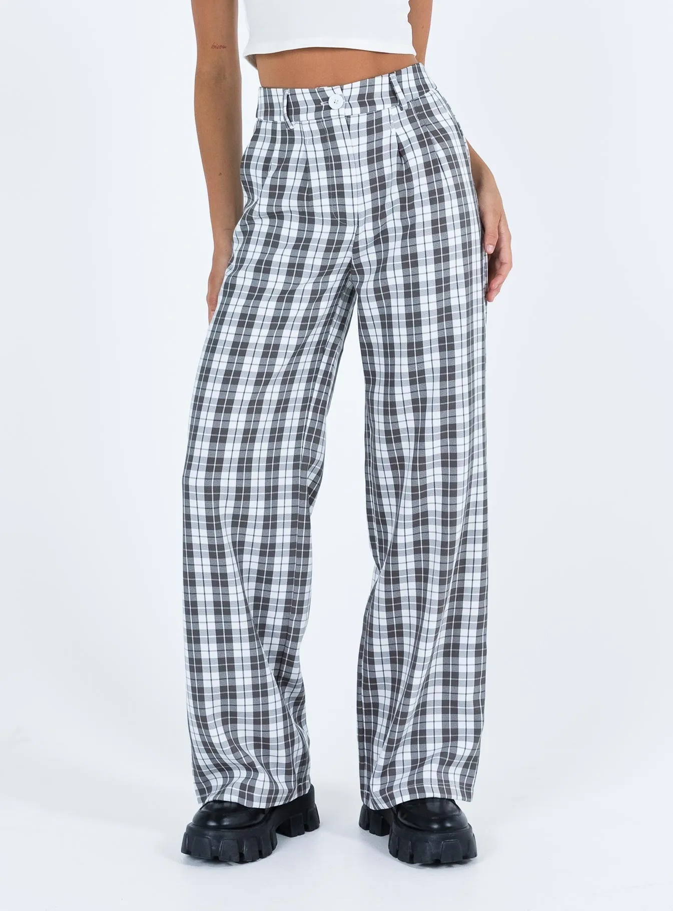 Archer Pants Grey Plaid