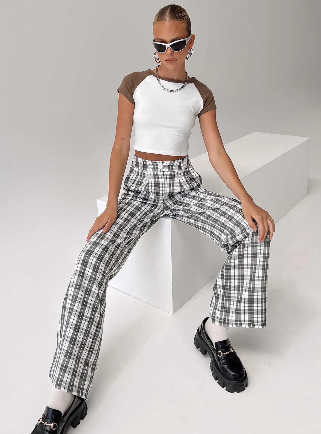 Archer Pants Grey Plaid