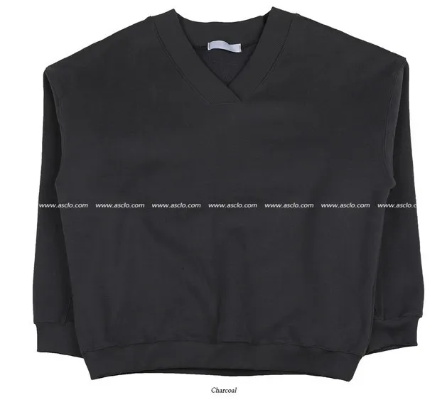 ASCLO  |Pullovers Unisex V-Neck Long Sleeves Plain Cotton Oversized