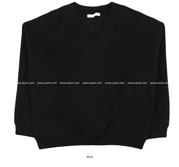 ASCLO  |Pullovers Unisex V-Neck Long Sleeves Plain Cotton Oversized