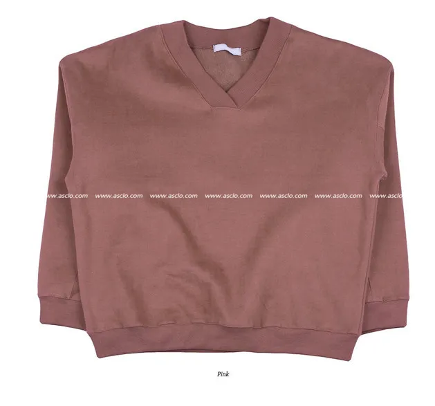 ASCLO  |Pullovers Unisex V-Neck Long Sleeves Plain Cotton Oversized