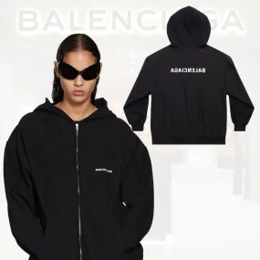 BALENCIAGA  |Logo Luxury Pullovers Unisex Long Sleeves Plain Cotton