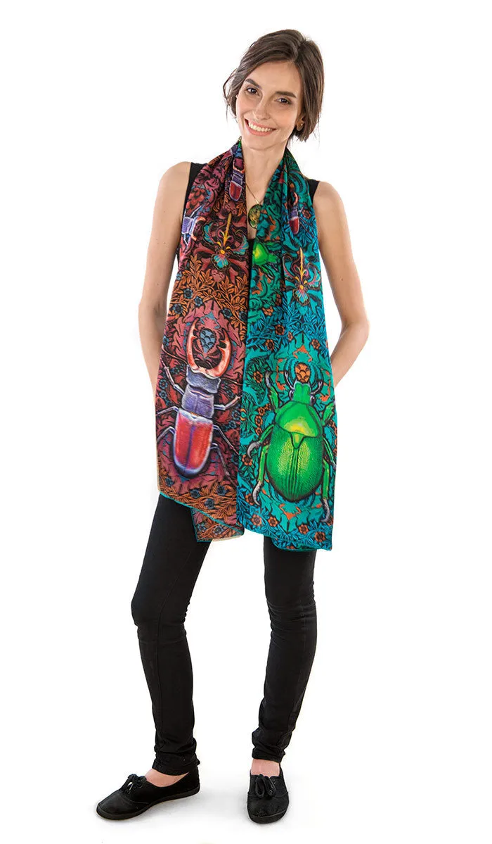 Beetle Belle, pure silk satin scarf wrap.