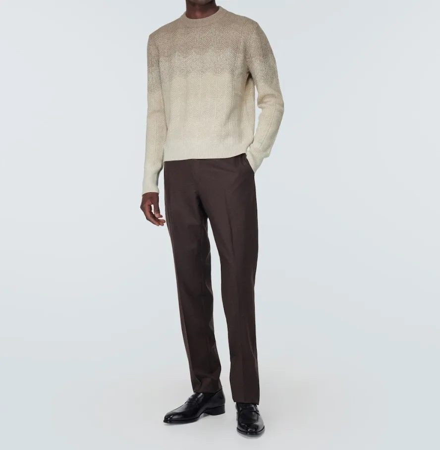 Berluti  |Crew Neck Pullovers Cashmere Long Sleeves Plain Leather Logo