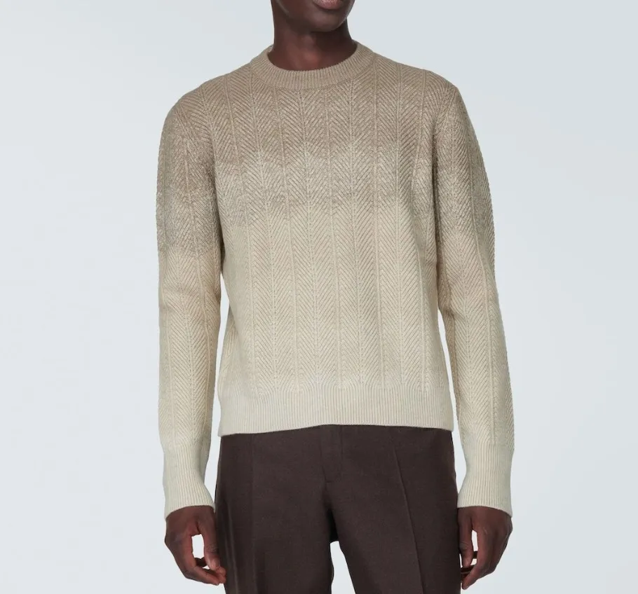 Berluti  |Crew Neck Pullovers Cashmere Long Sleeves Plain Leather Logo