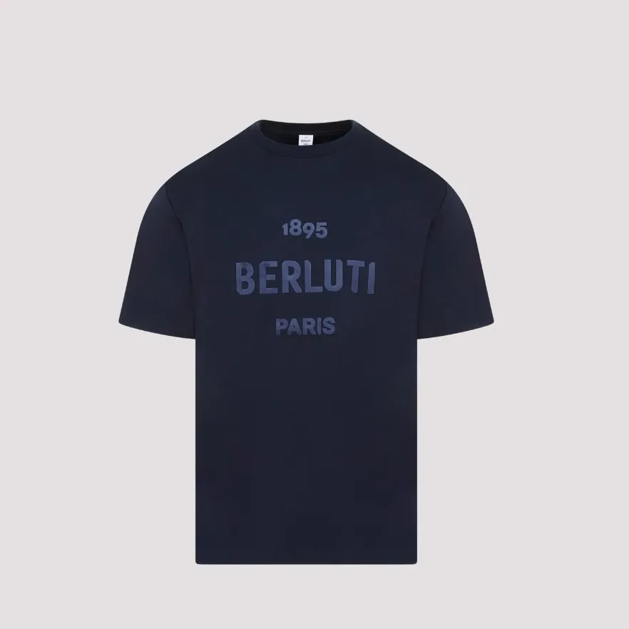 Berluti  |Crew Neck Pullovers Plain Cotton Short Sleeves Logo Luxury