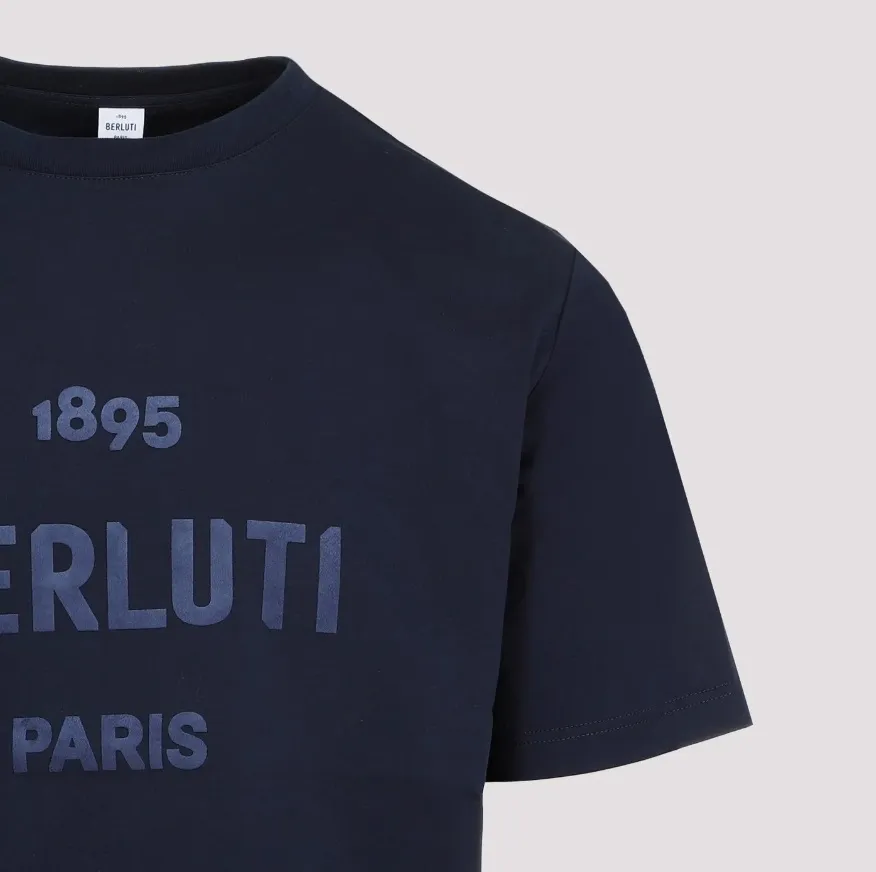 Berluti  |Crew Neck Pullovers Plain Cotton Short Sleeves Logo Luxury