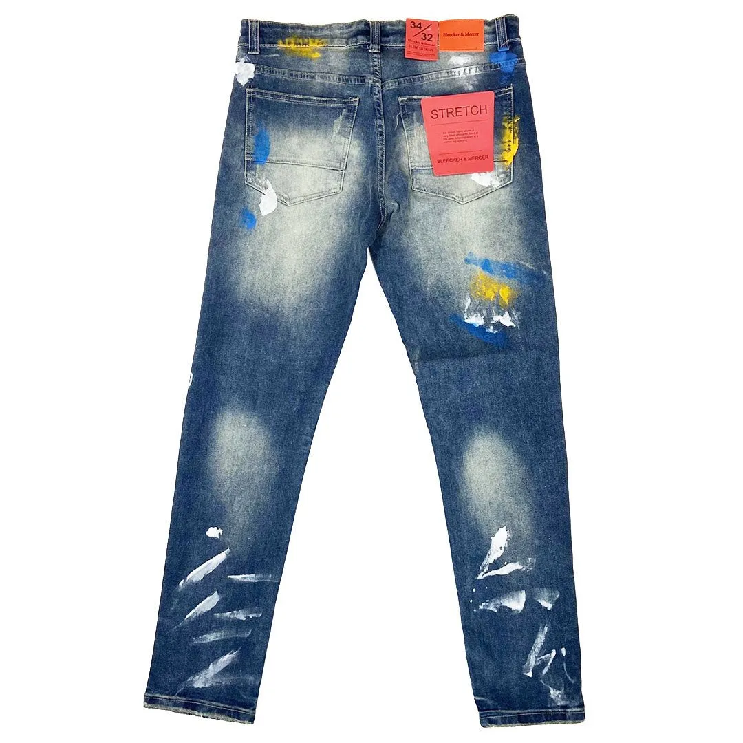 Bleecker&Mercer Distressed Ripped Paint Jeans Pants