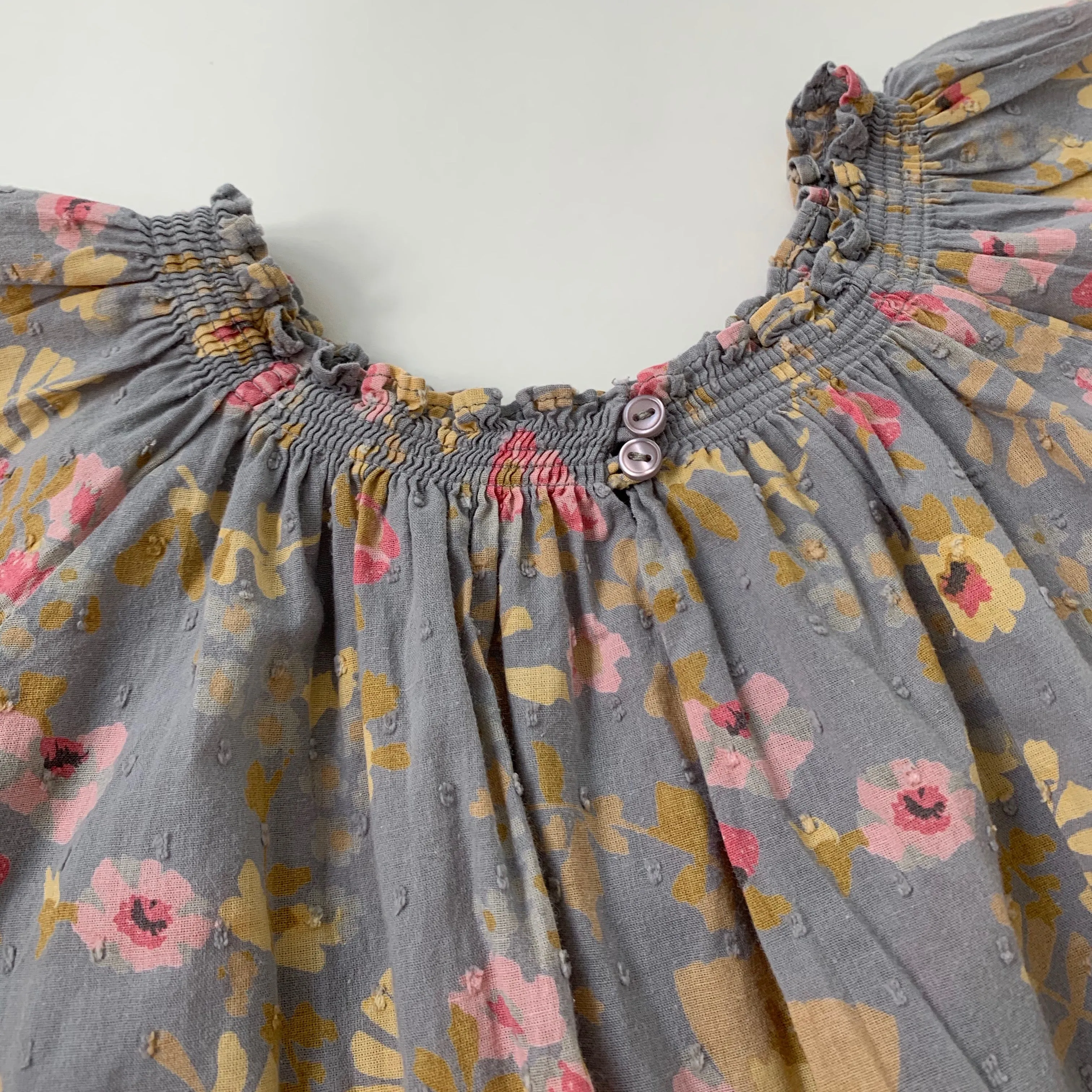 Bonpoint Floral Print Grey Toned Summer Blouse: 4 Years