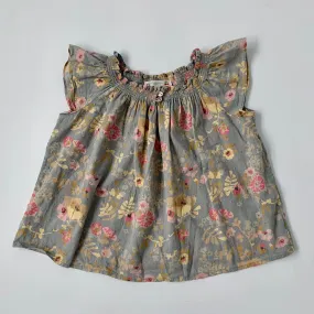 Bonpoint Floral Print Grey Toned Summer Blouse: 4 Years