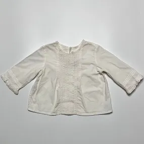 Bonpoint White Cotton Pintuck Blouse: 6 Months