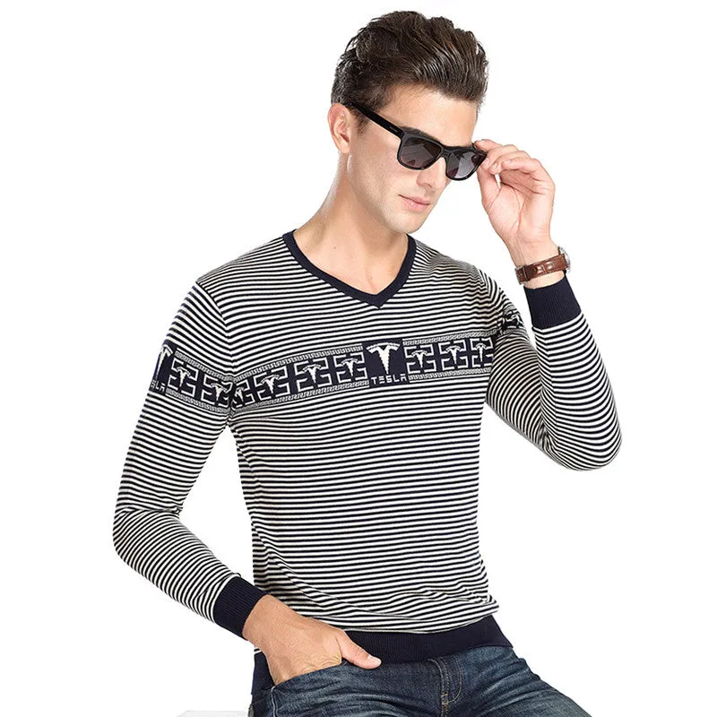 Businessmen V Neck Dress Sweaters and Pullovers Hombre Men's Casual Slim Fit Long Sleeved Knitted Sweaters Pullover SM6