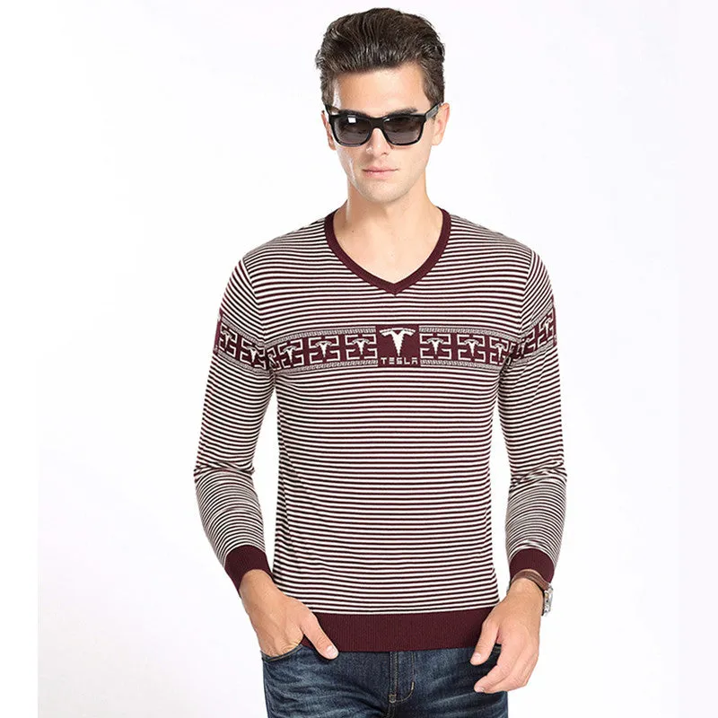 Businessmen V Neck Dress Sweaters and Pullovers Hombre Men's Casual Slim Fit Long Sleeved Knitted Sweaters Pullover SM6