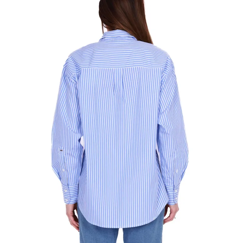 CAMICIA OVERSIZE A RIGHE, AZZURRO