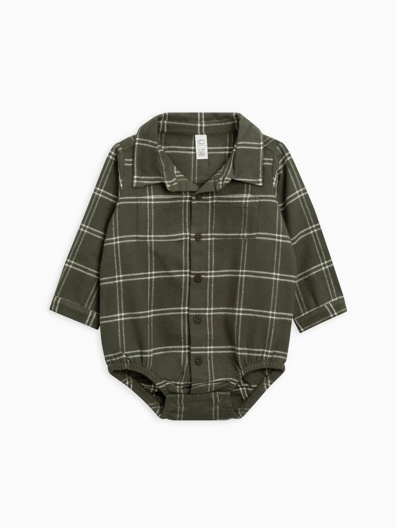 Carson Flannel Collared Button Down Bodysuit - Cypress Plaid