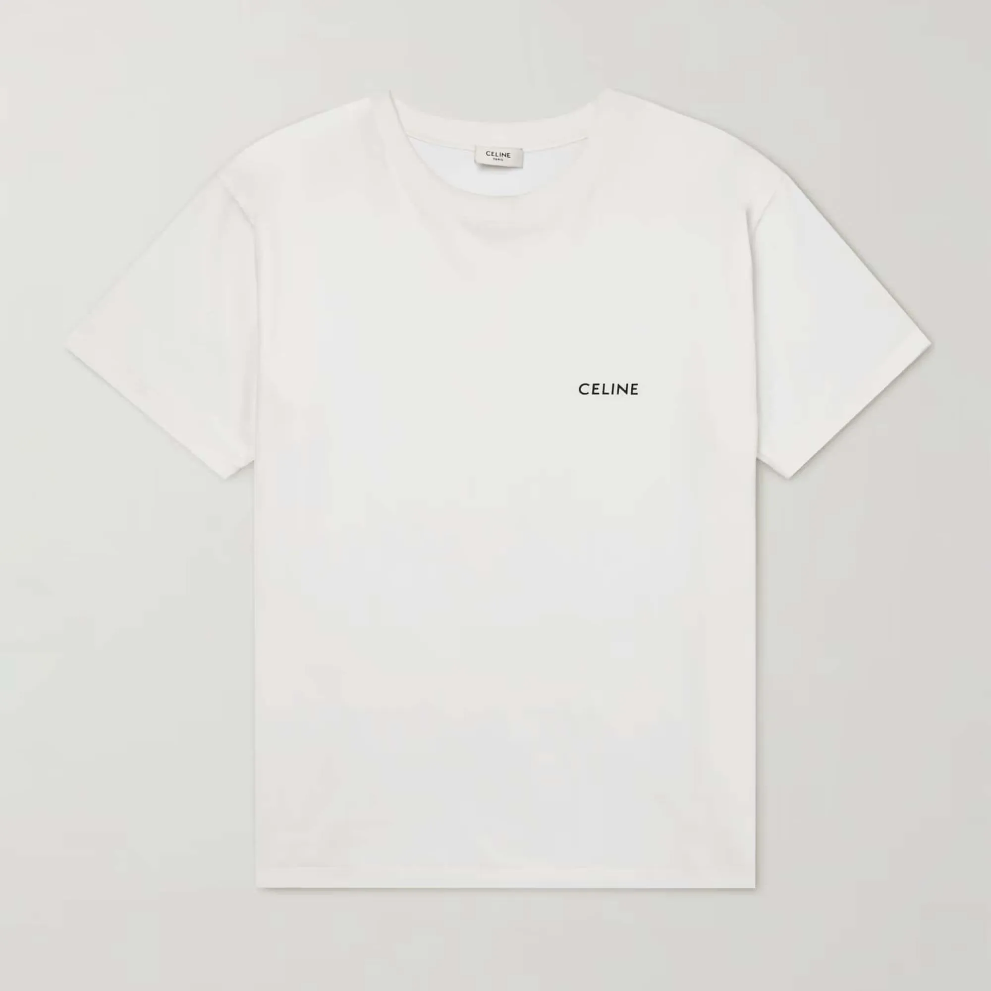 CELINE  |Crew Neck Pullovers Plain Cotton Short Sleeves Logo Luxury