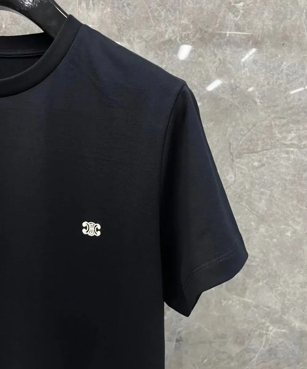 CELINE  |Crew Neck Pullovers Unisex Plain Cotton Short Sleeves Logo