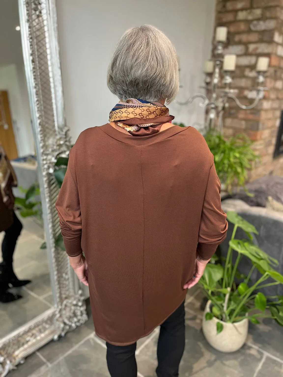 Chocolate Drawstring Side Detail Tunic Davina