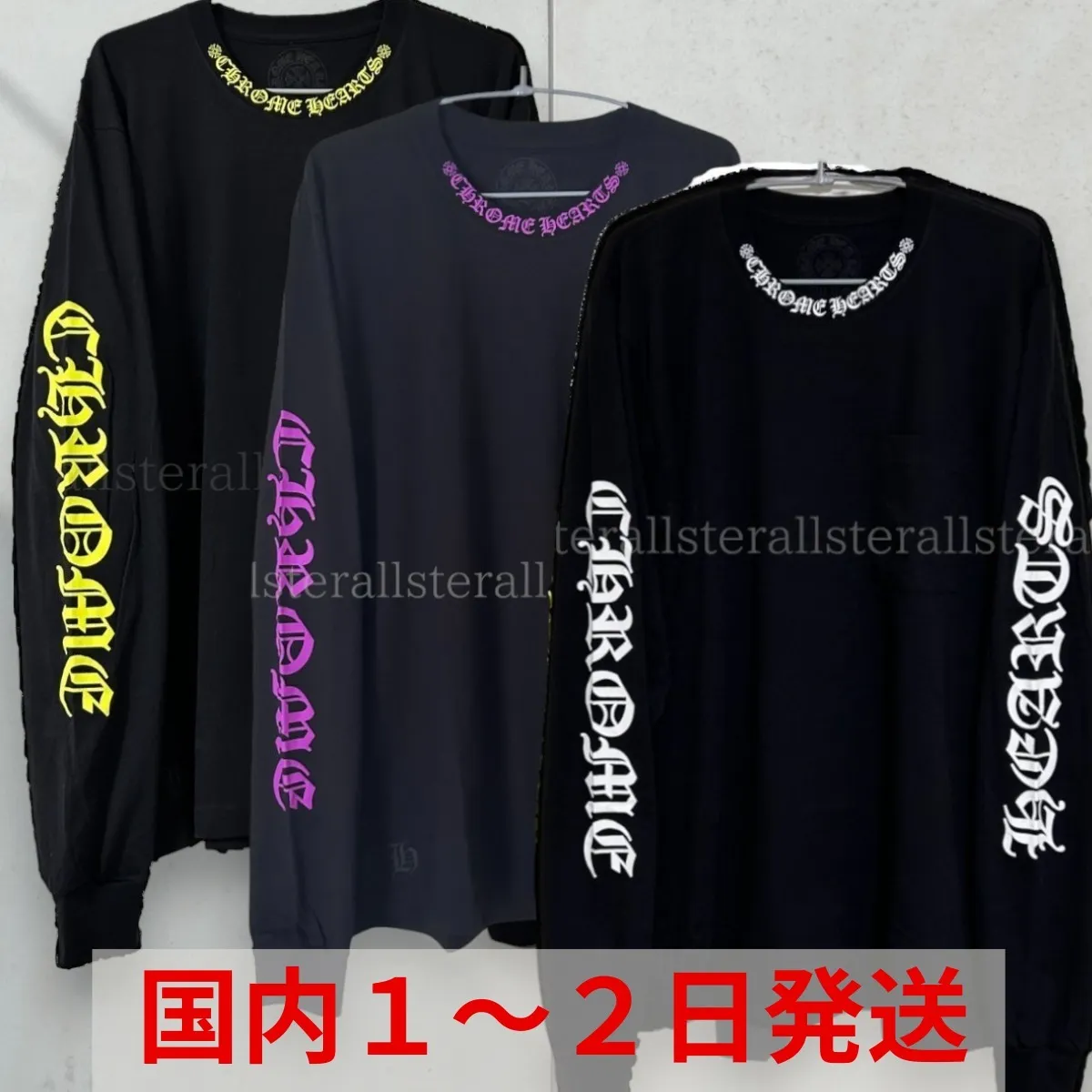 CHROME HEARTS  |Crew Neck Unisex Long Sleeves Plain Cotton