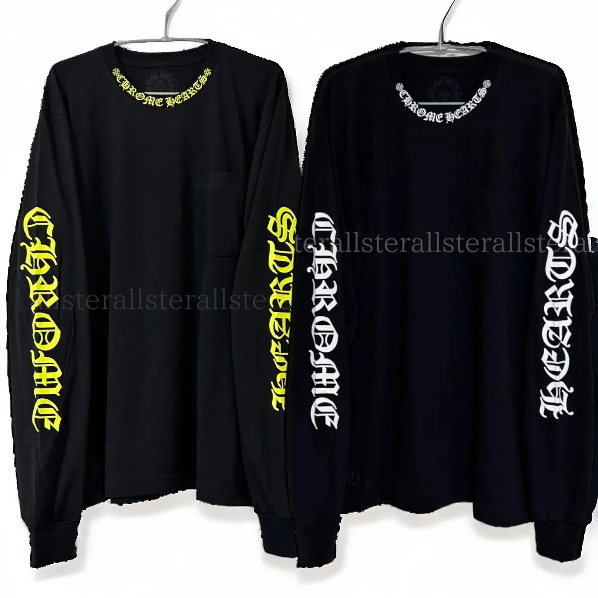 CHROME HEARTS  |Crew Neck Unisex Long Sleeves Plain Cotton