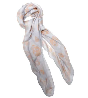 Classic Skull Scarf Silk Chiffon, Sky/Blush