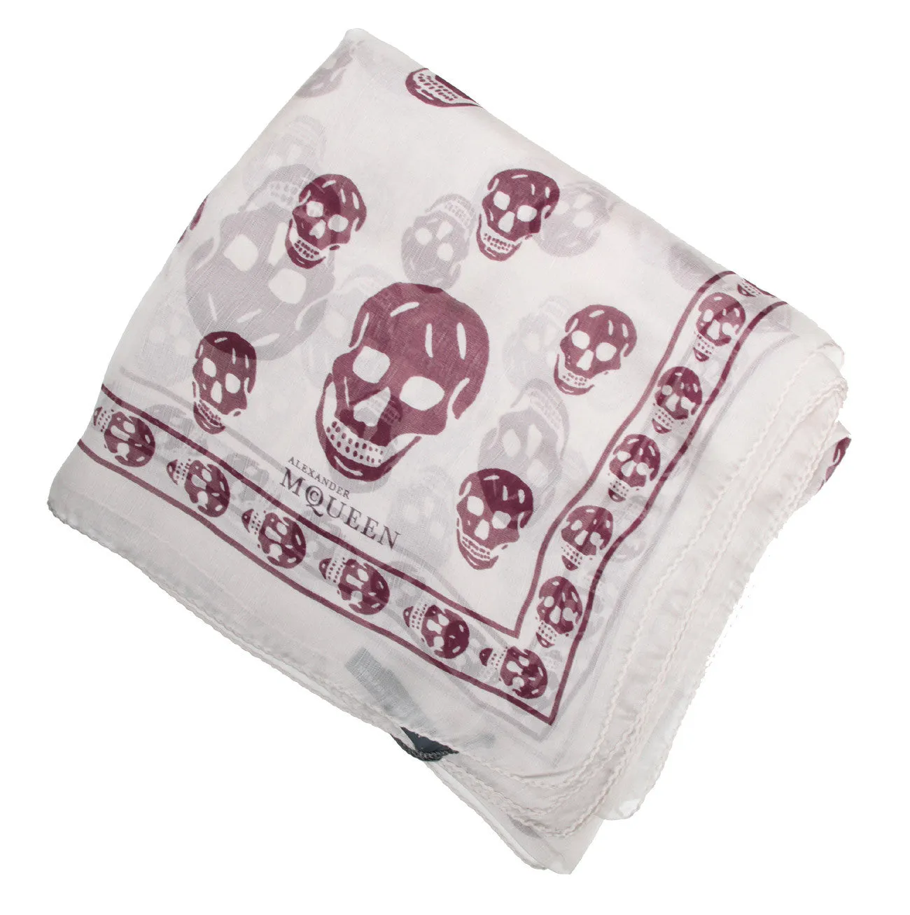 Classic Skull Scarf Silk Chiffon, Zinc/Bordeaux