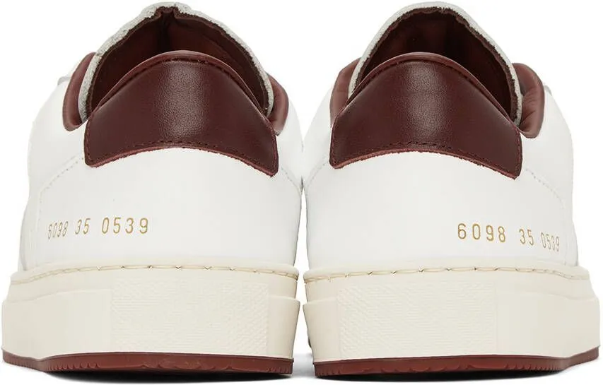 Common Projects White & Burgundy Decades Sneaker