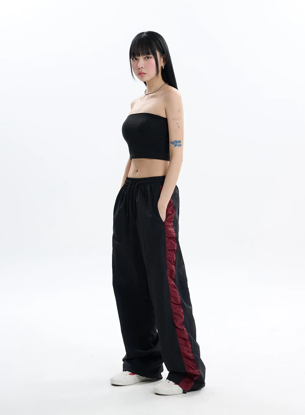 Contrasting Wide Pants IF413