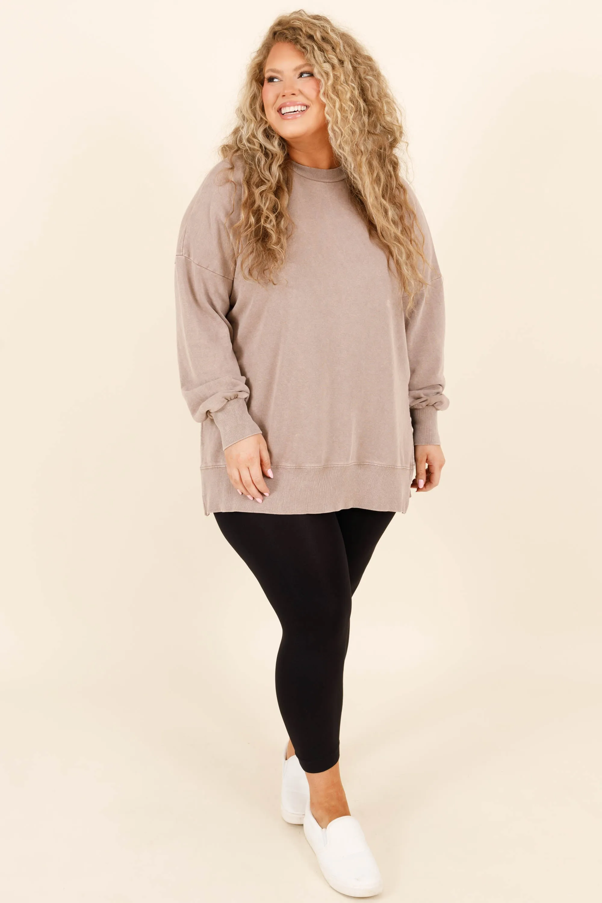 Cozy Crewneck Pullover, Ash Mocha