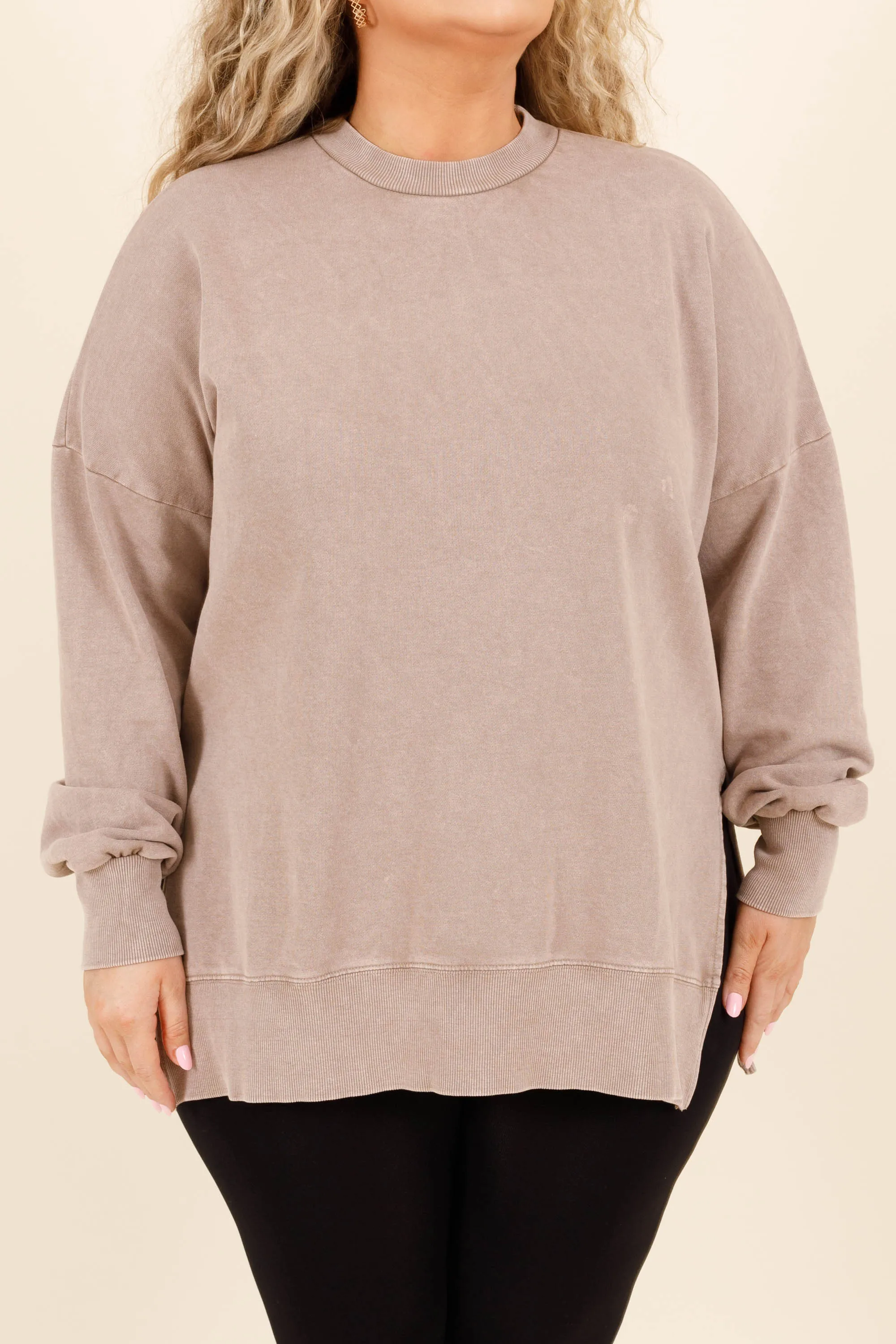 Cozy Crewneck Pullover, Ash Mocha