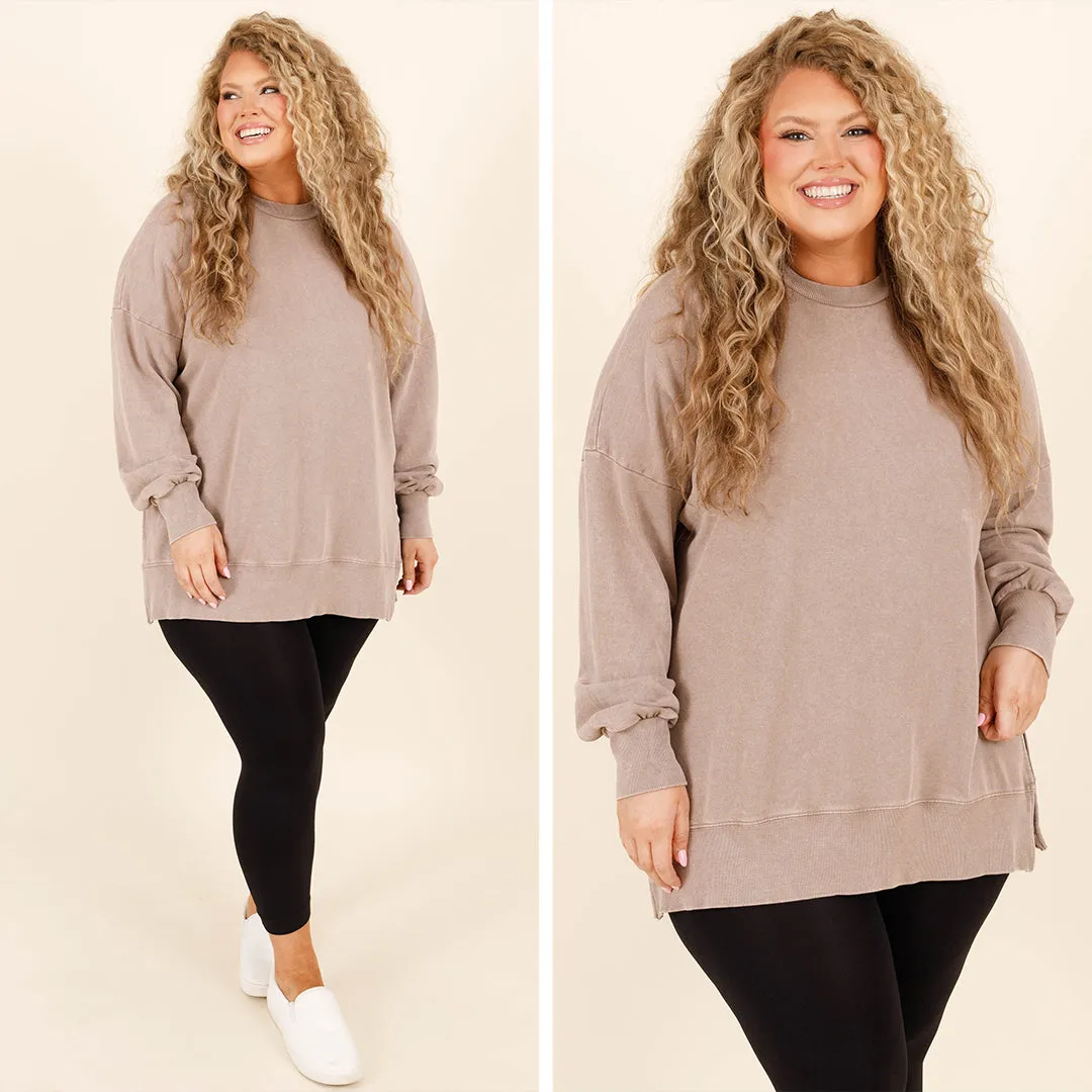 Cozy Crewneck Pullover, Ash Mocha