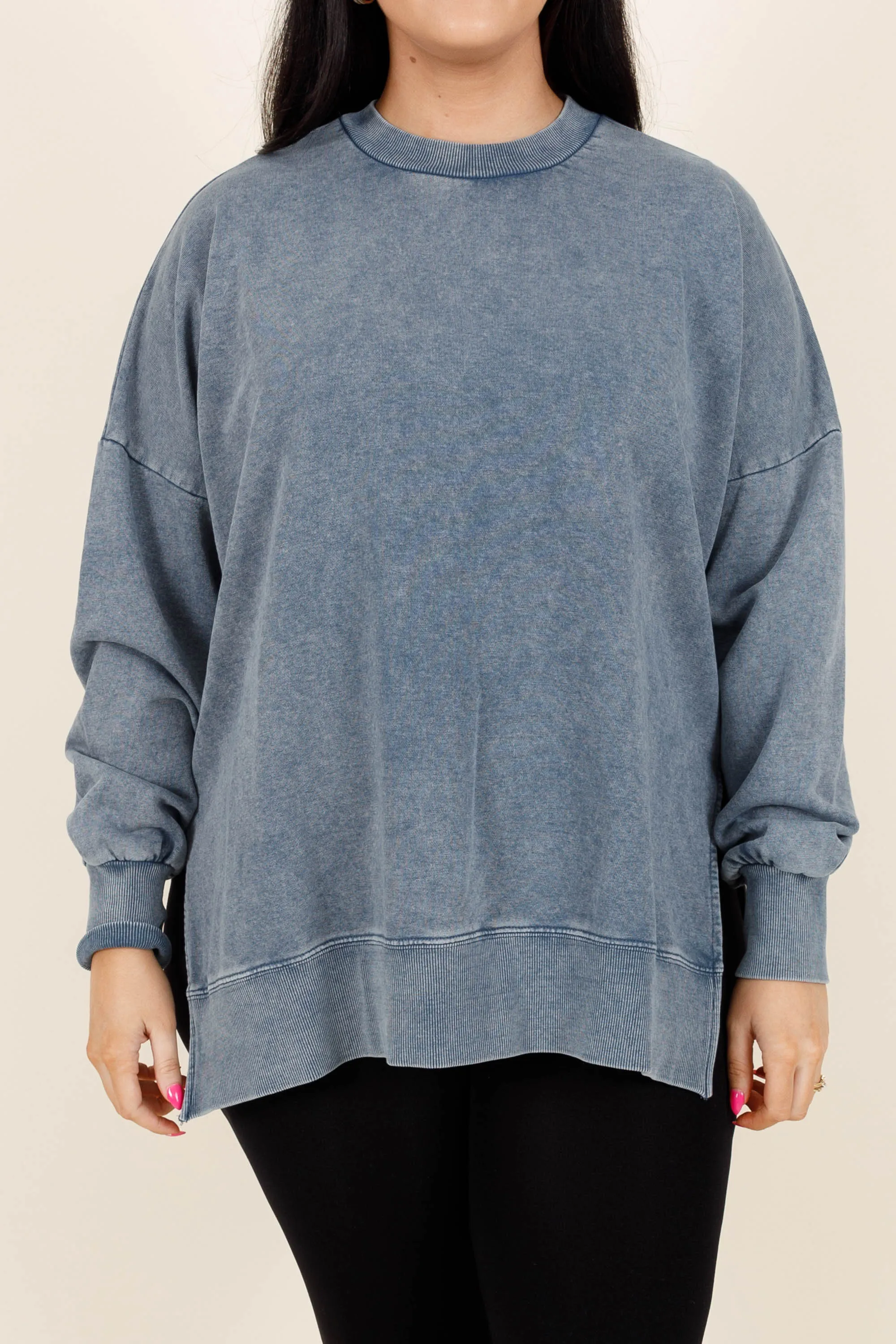 Cozy Crewneck Pullover, Denim