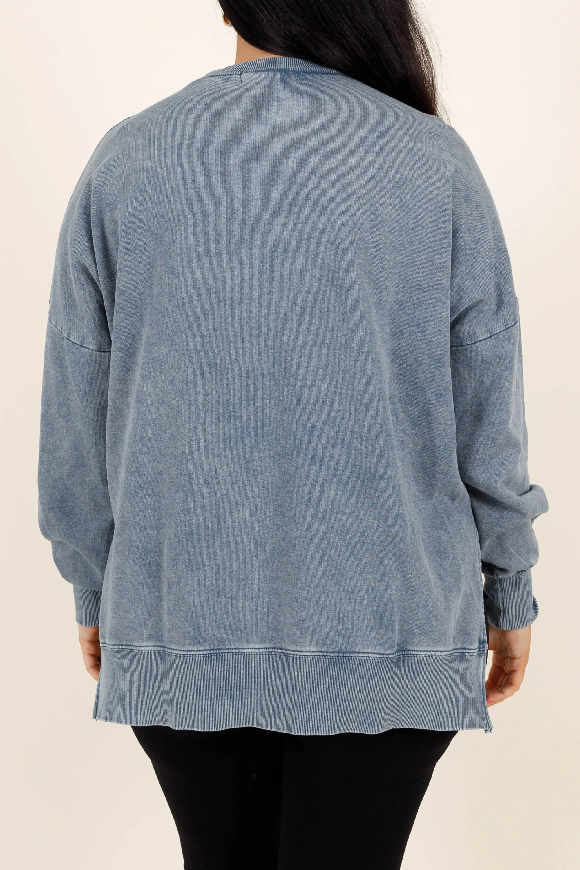 Cozy Crewneck Pullover, Denim