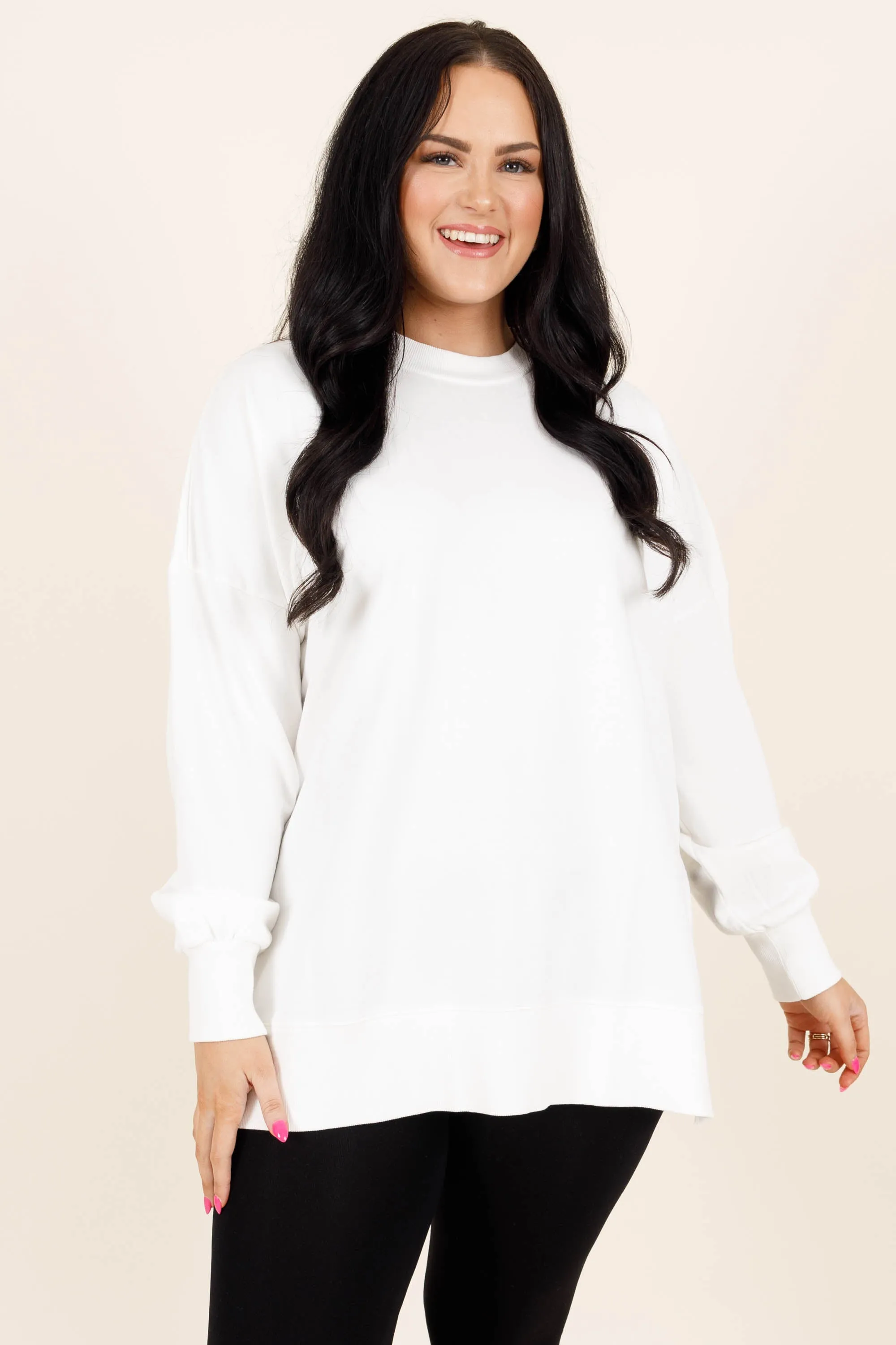 Cozy Crewneck Pullover, White