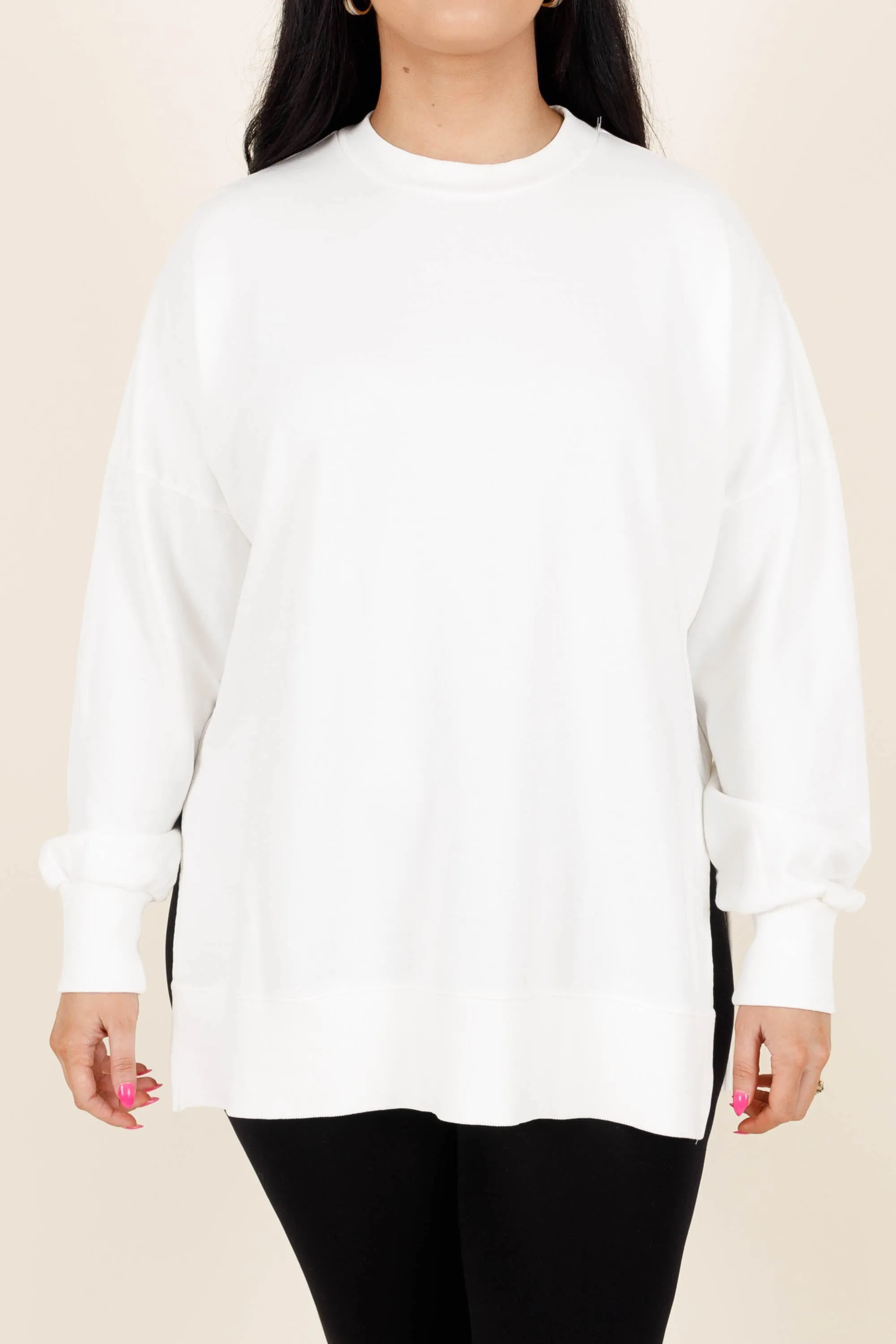 Cozy Crewneck Pullover, White