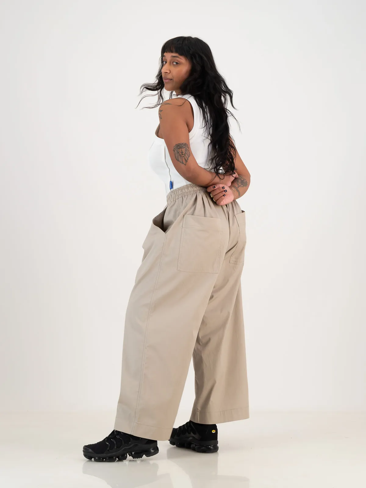 Cropped Cocoon Pants- Stone